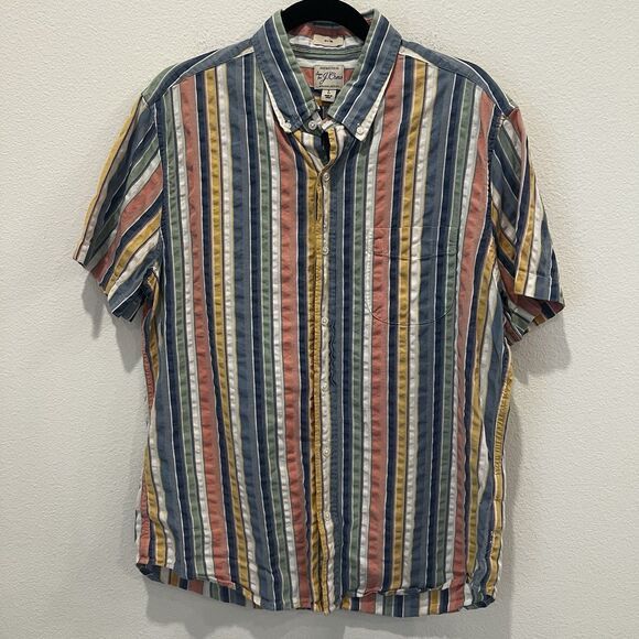 J.CREW Other - J.Crew Short Sleeve Slim Seersucker Shirt Multicolor Stripe Preppy Mens L Cotton